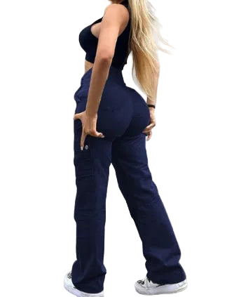 High Quality European And American New Hip Pants High Waist Multi-pocket Workwear Fashion Stretch Street Trend Trendy Women's Pants - cas7m