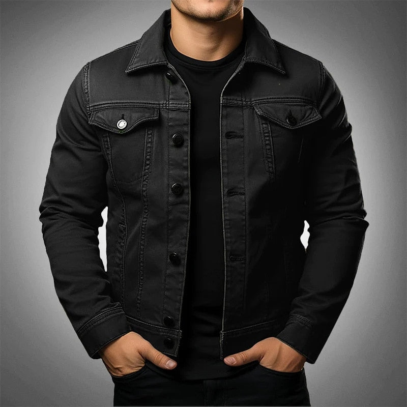 Men's Jacket Denim Coat Tooling Solid Color Thick Coat - cas7m