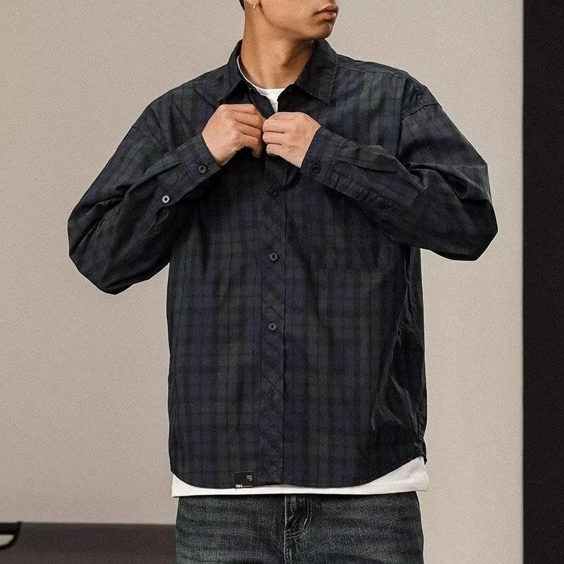 Men's Retro Casual Simple Plaid Shirt - cas7m