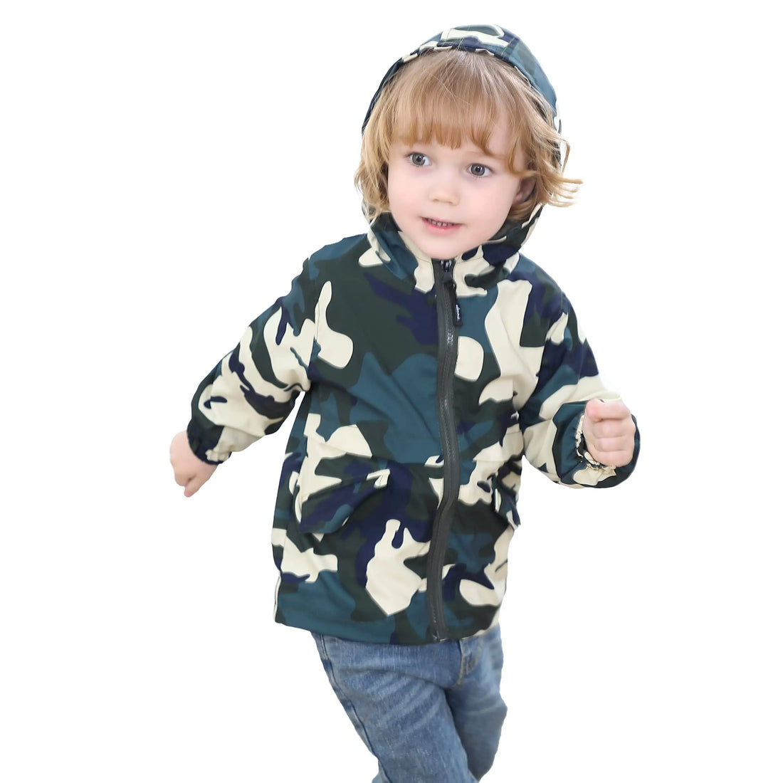 CamoKid Windproof Toddler Jacket - Zip Hood & Lightweight