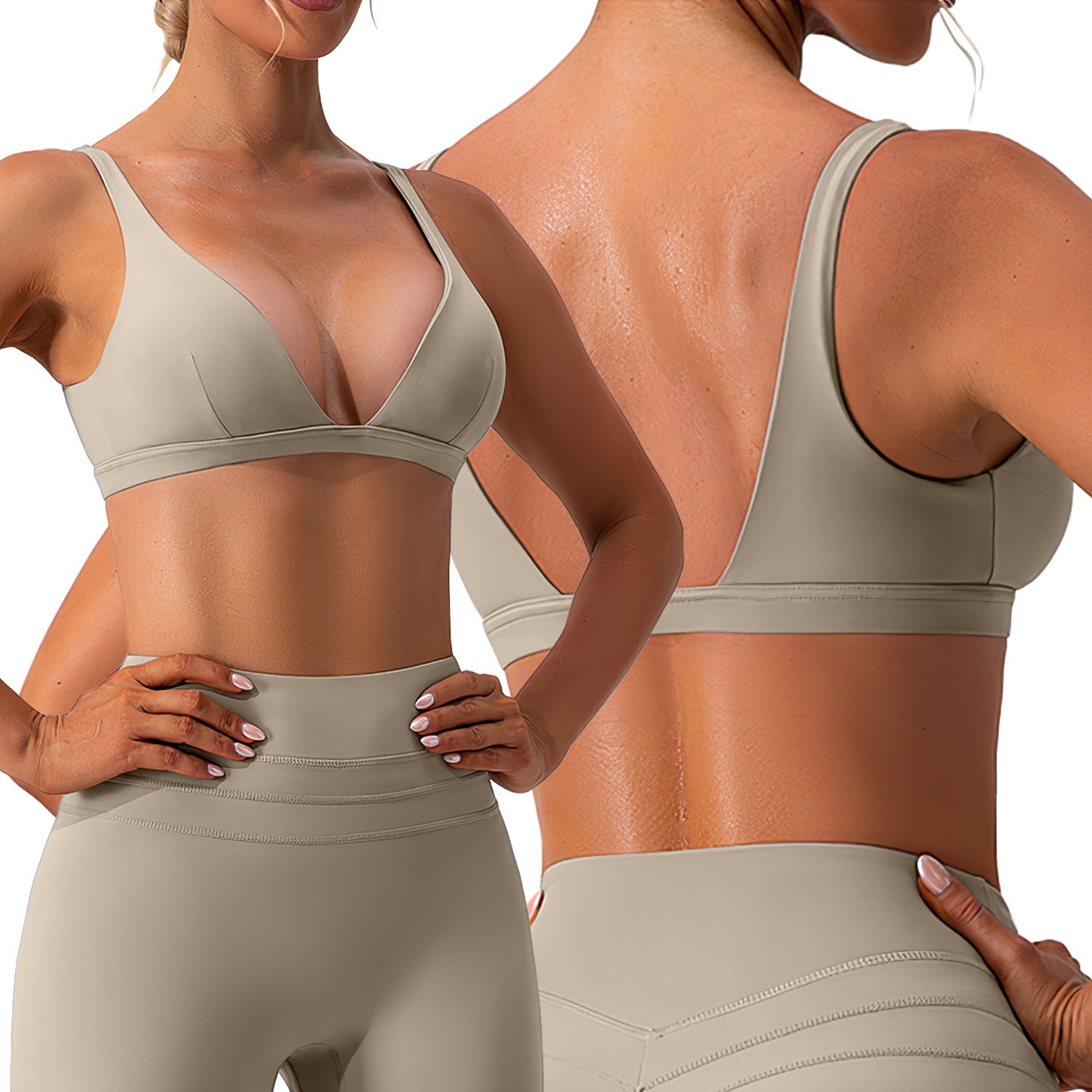 Sexy V-Neck U-Back Breathable Sports Bra - 5 Colors, S-XL - cas7m