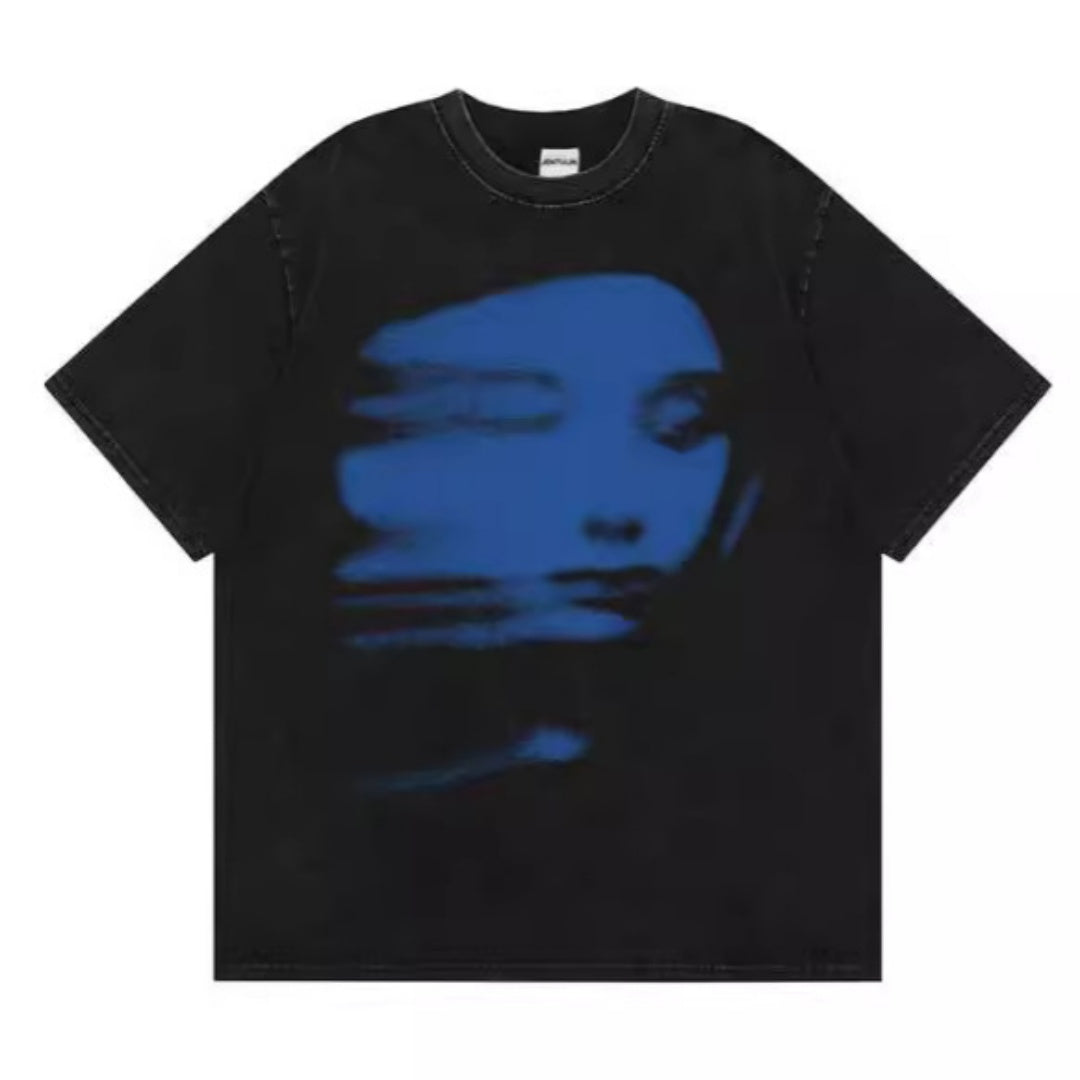 Summer Men's Harajuku T-shirt Red Face 3D Printed Short-sleeved Top - cas7m