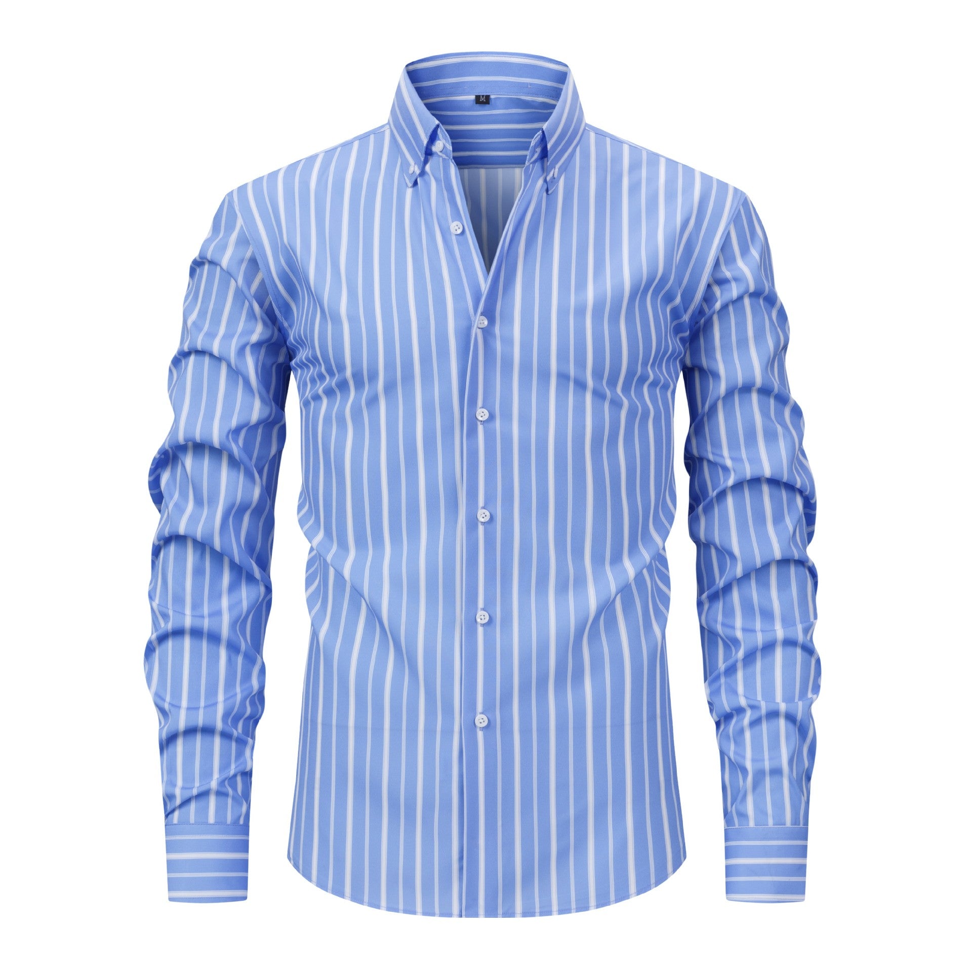 Men's Digital Printed Striped Long-sleeved Lapel Shirt - cas7m