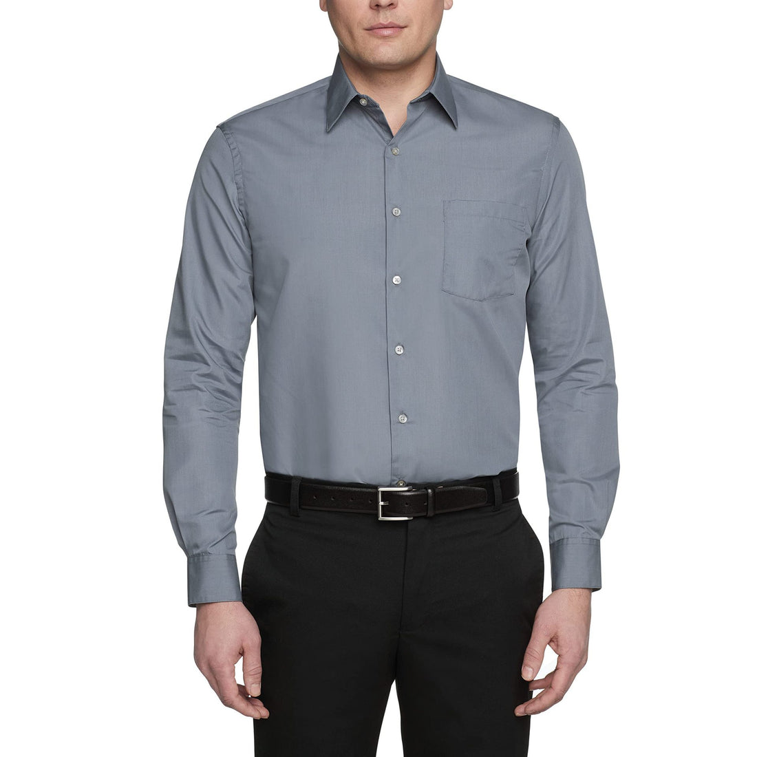 Men's White Shirt Formal Wear Solid Color - cas7m