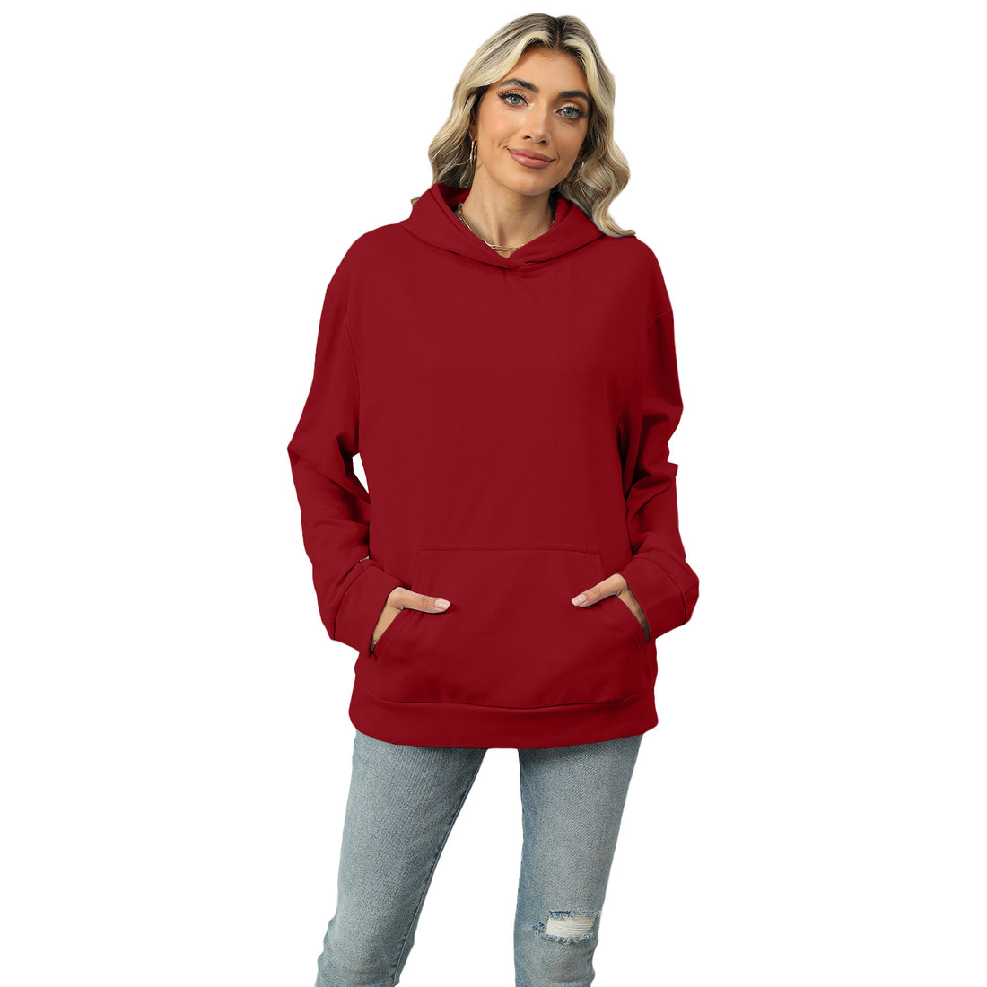 Casual Hooded Pocket Sweatshirt Women - cas7m