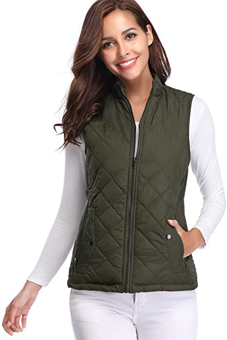 Women's Cotton Vest Stand Collar Zipper Pocket Warm - cas7m