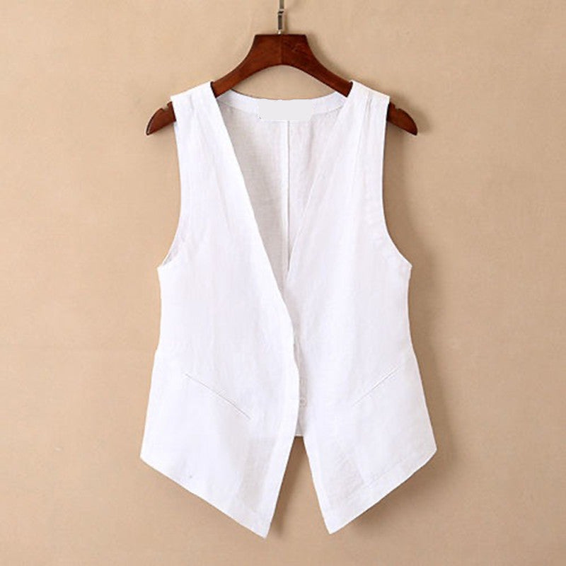 Women's Casual Linen Short VestUndershirt - cas7m