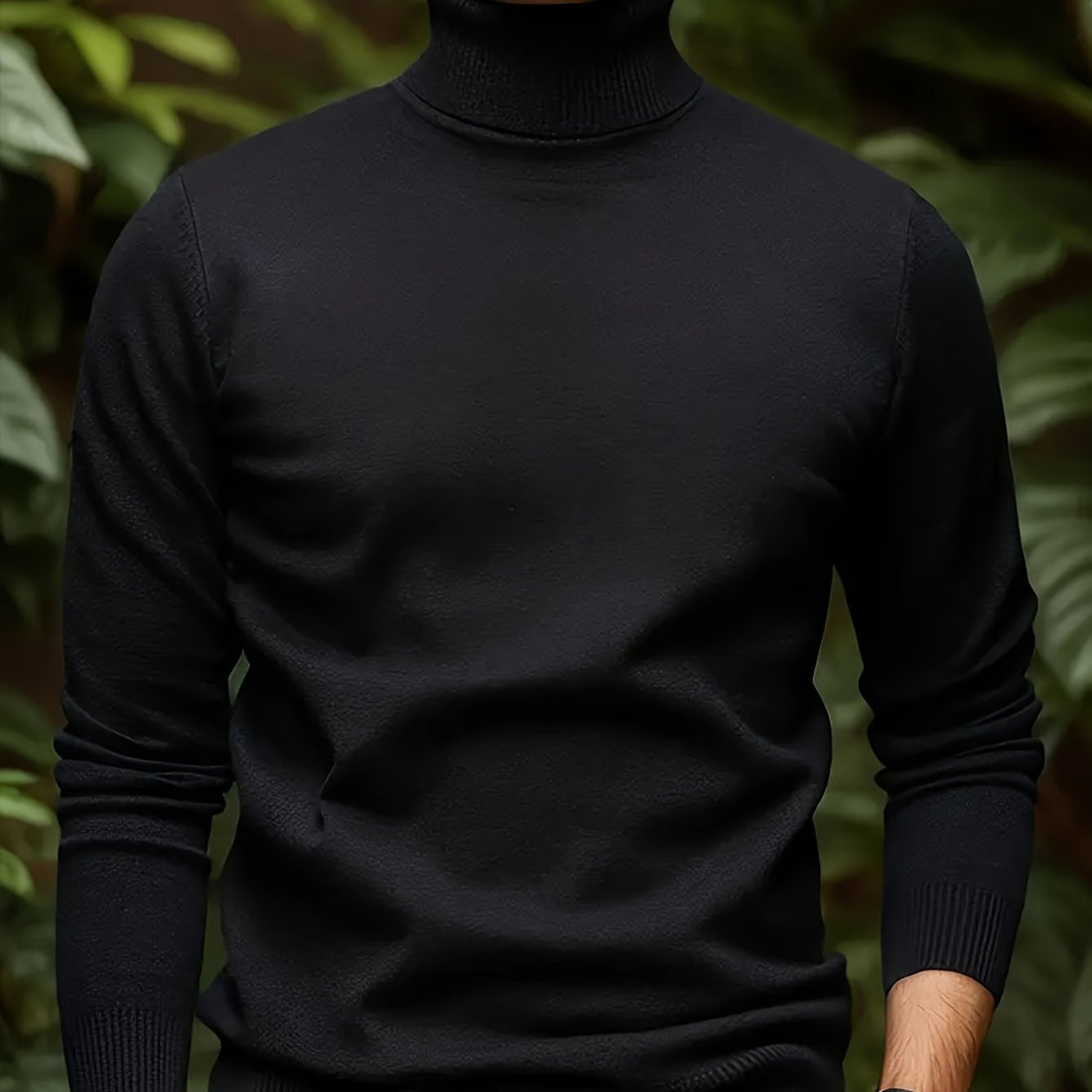 Men's Solid Color Versatile Soft Viscose Turtleneck Sweater - cas7m