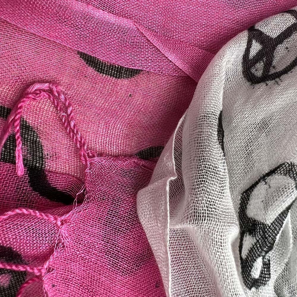 2pcs Hot Pink Semi Sheer Scarf , Delicate Drape For Warm Days,Office Appropriate Subtlety For Women Men - cas7m