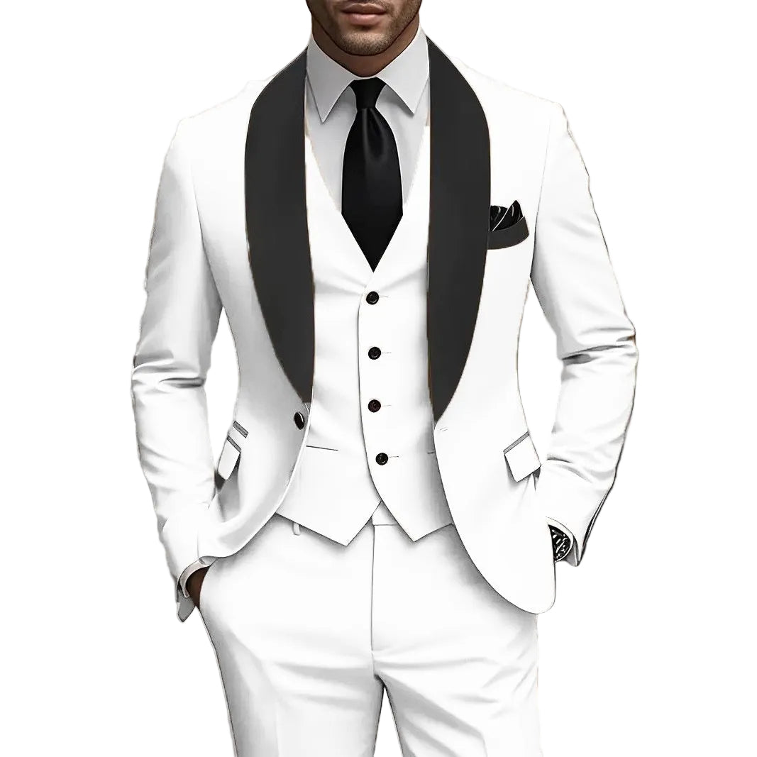 Mens Business-Casual Three-Piece Suit Korean-Style Slim Fit - cas7m