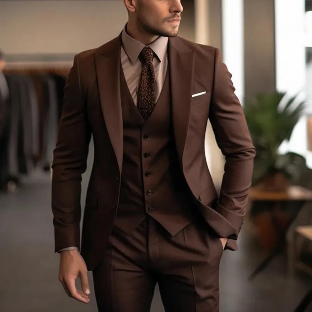 Men's Three-piece Suit Solid Color High Sense - cas7m
