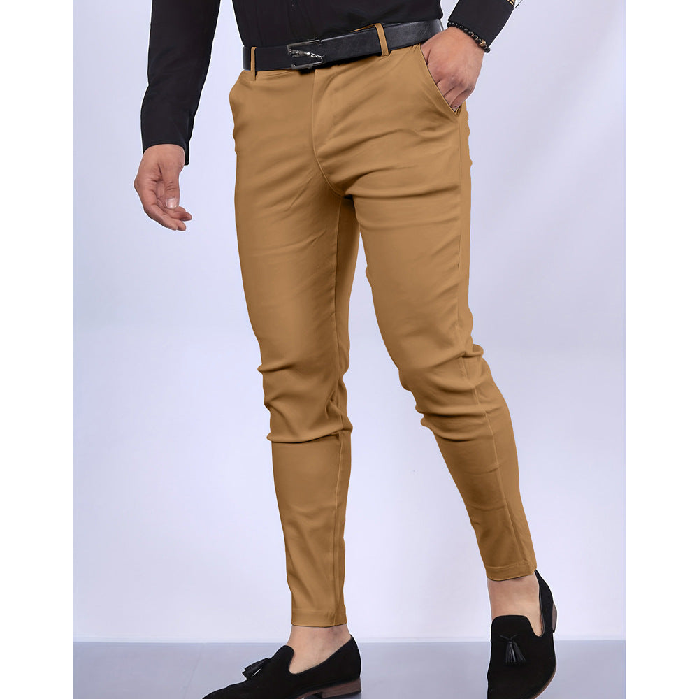 Men's Solid Color Faux Pocket Formal Casual Pants - cas7m