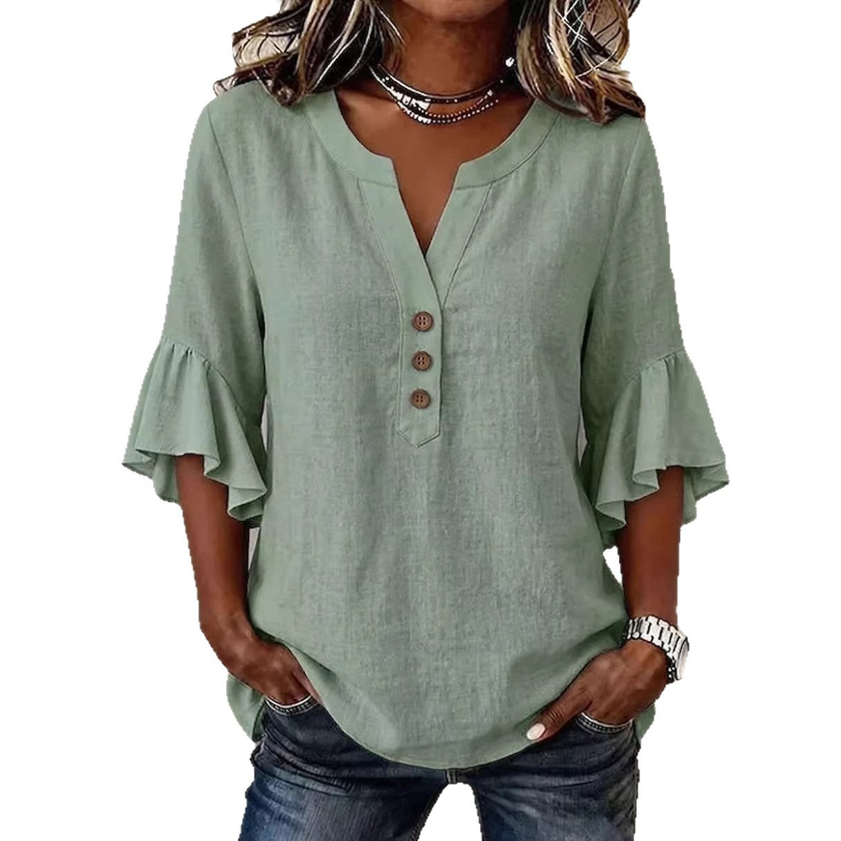 Solid Casual Loose Blouses For Women Fashion Summer Vintage Women's Oversized Shirts And Blouses Elegant Youth Female Tops - cas7m