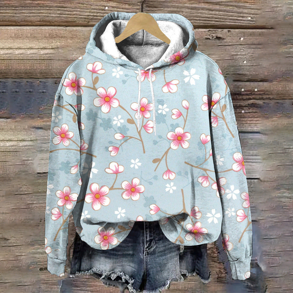 Stylish Floral-patterned Loose-fitting Designer Hoodie For Fall - cas7m
