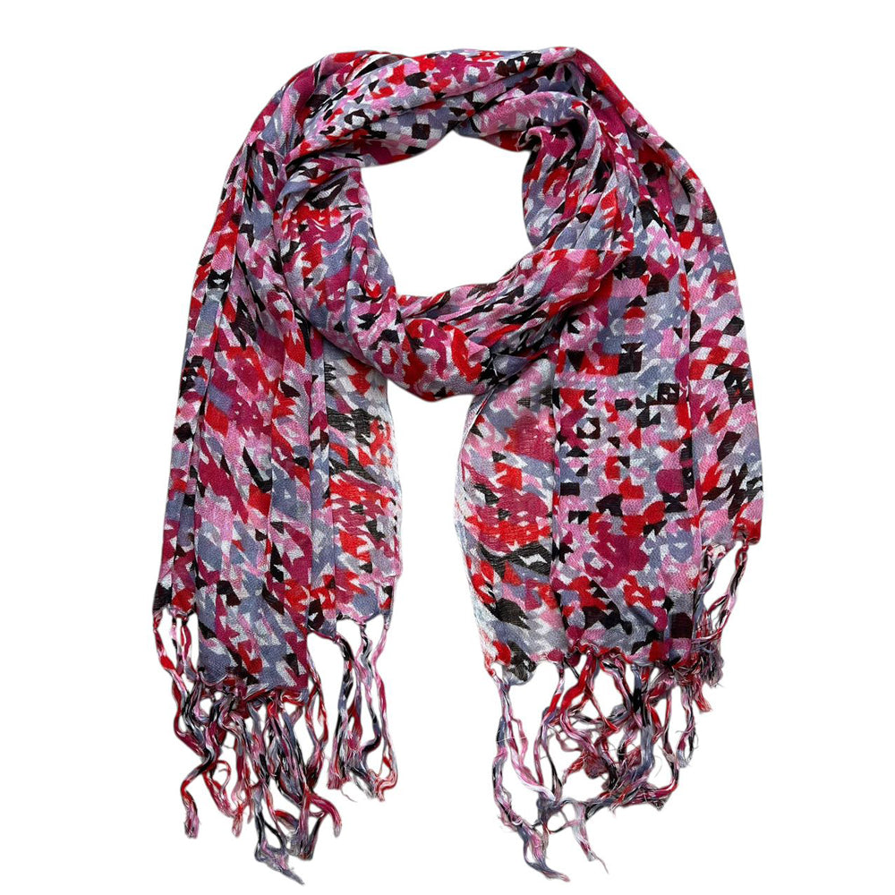 2pcs  Flowy Long Red Scarf,Bold Red Floral Print Energizes,Perfect Wedding Guest Accessory,vacation,daily Life,evening Party,Office Appropriate Subtlety For Women Men,for Casual Outfits - cas7m