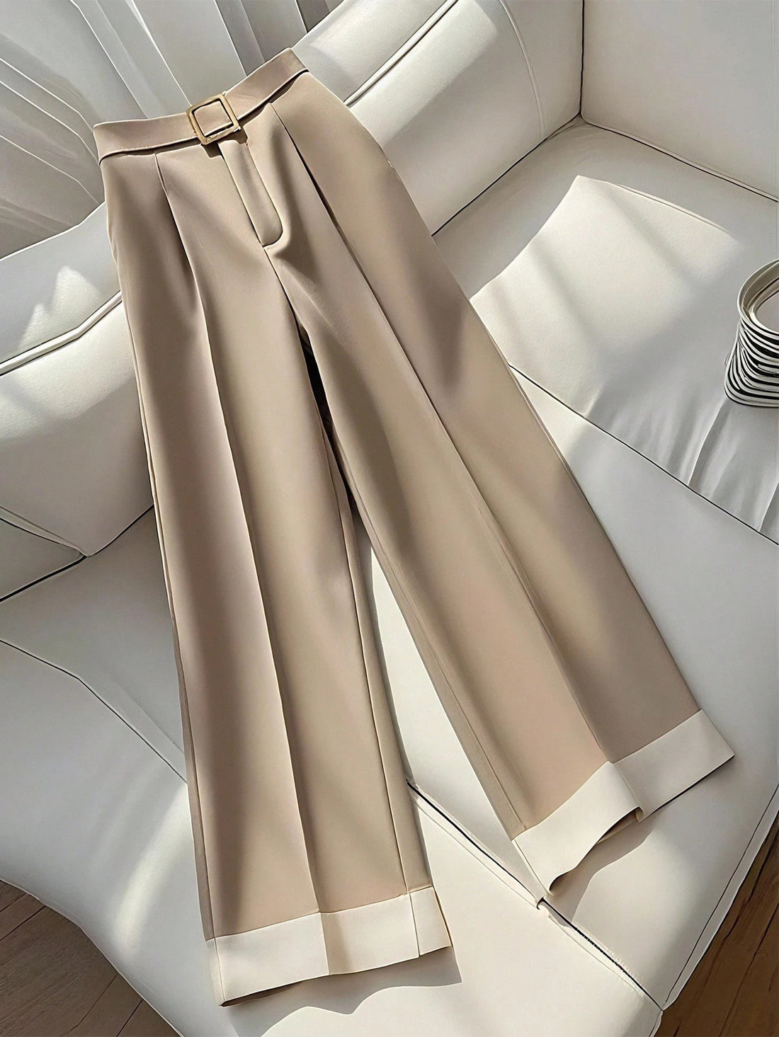 Retro Khaki Design Women's Autumn Casual Pants - cas7m