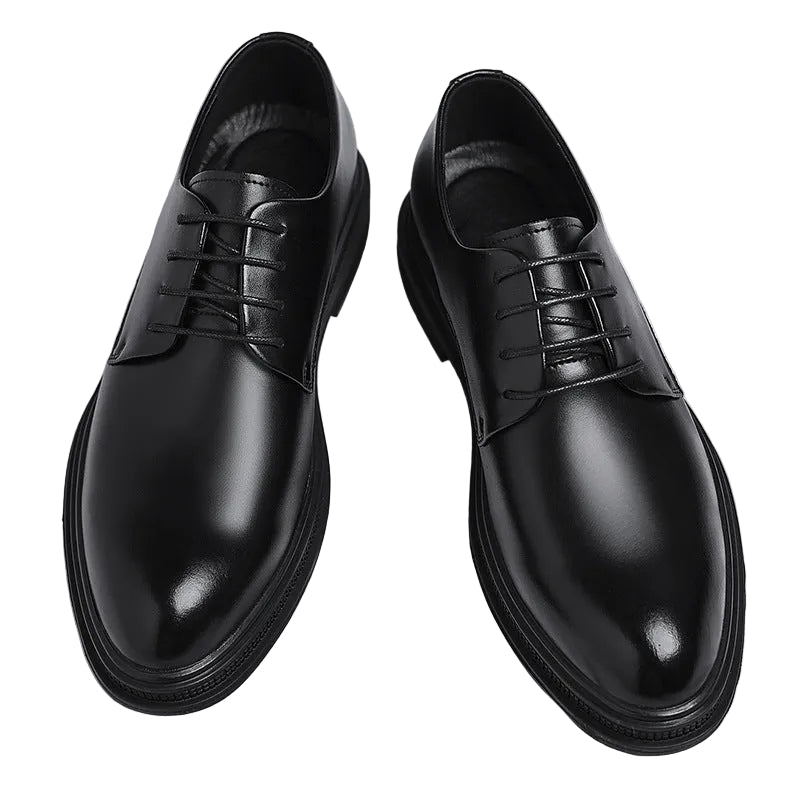 Business Formal Wear British Commuter Leather Black Leather Shoes - cas7m