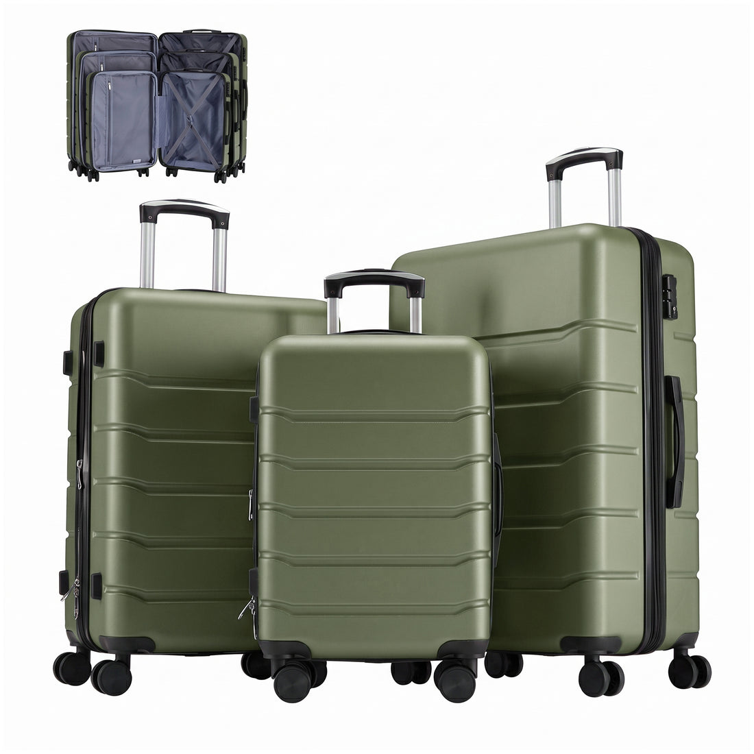 Hard Shell Carry On Suitcase, ABS Spinner Wheel Luggage, Lightweight And Expandable Rolling Travel Bag - cas7m