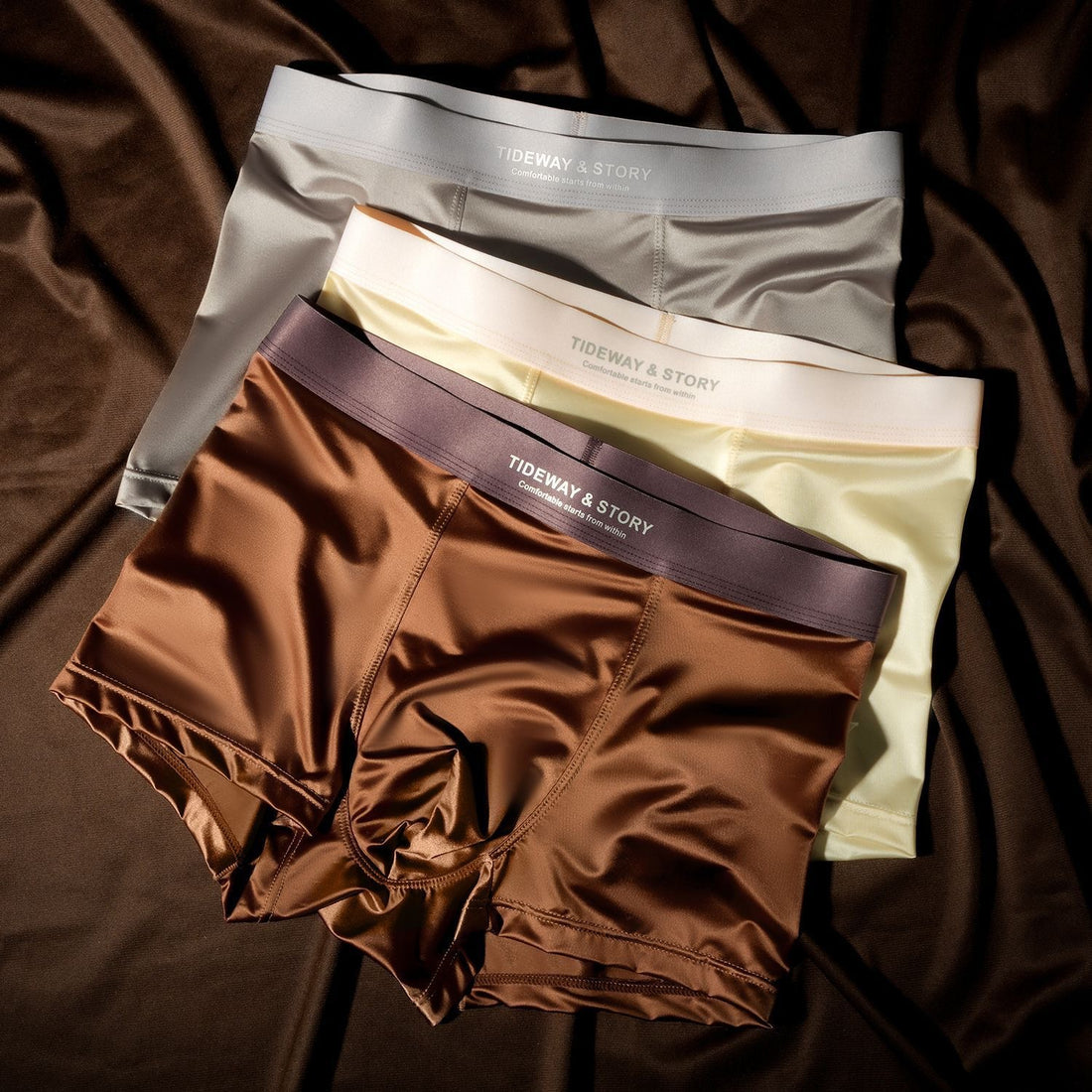 Ice Silk Mens Underwear Light Luxury Satin Boxers - cas7m