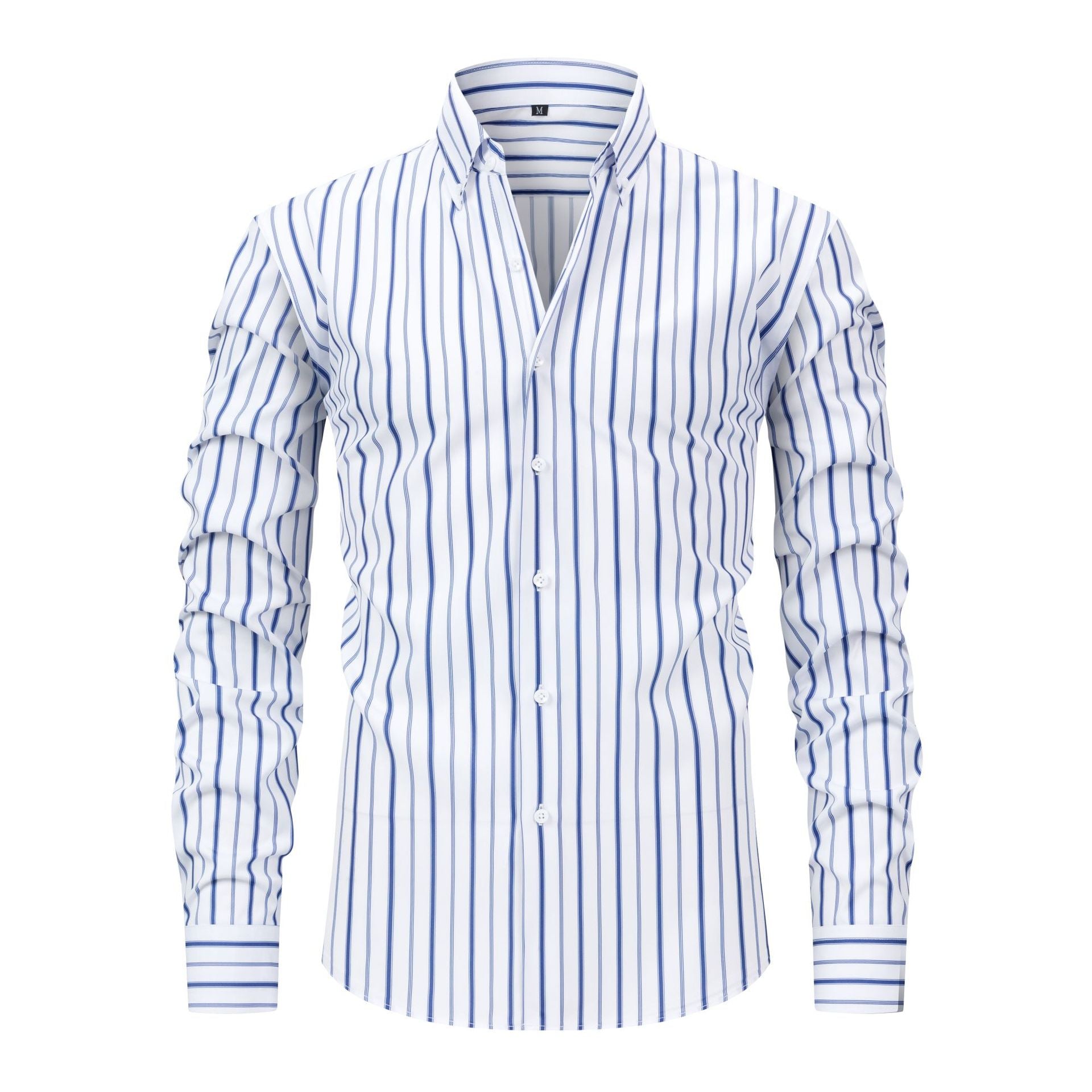 Men's Digital Printed Striped Long-sleeved Lapel Shirt - cas7m
