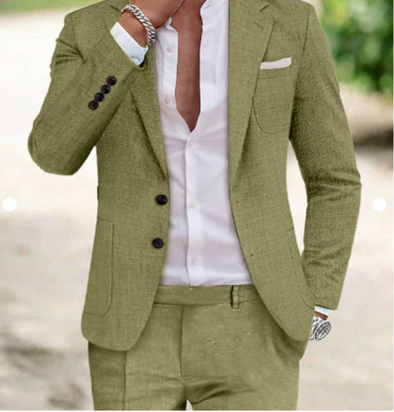 Men's Digital Printing Casual Suit Top Two-piece Pants - cas7m