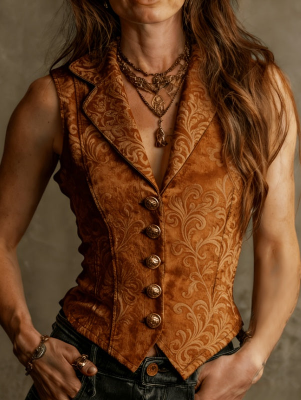 Printed Casual Sleeveless V-neck Slim-fit Vest - cas7m