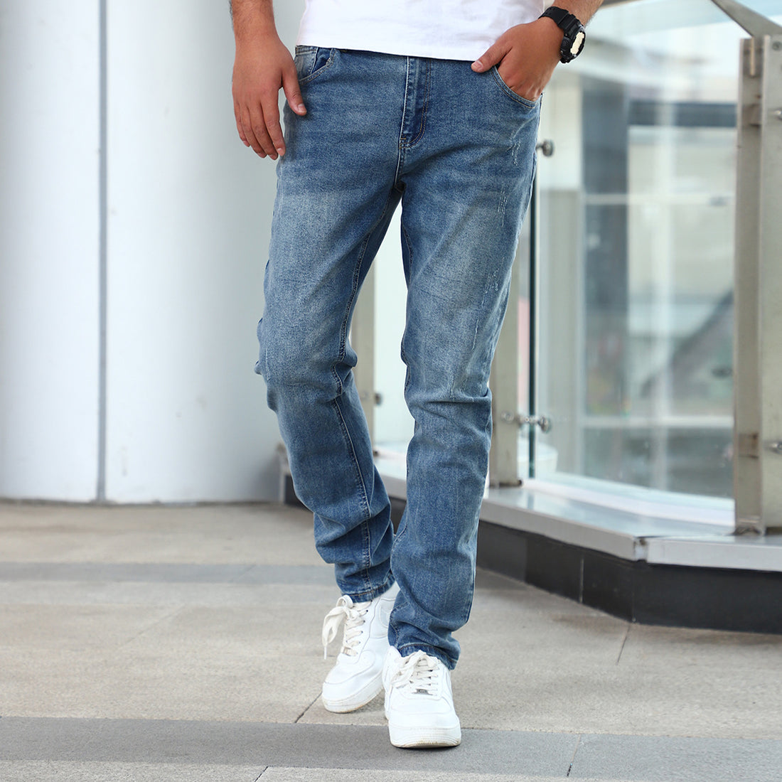 Men's Jeans Gray Trousers Stretch Skinny - cas7m