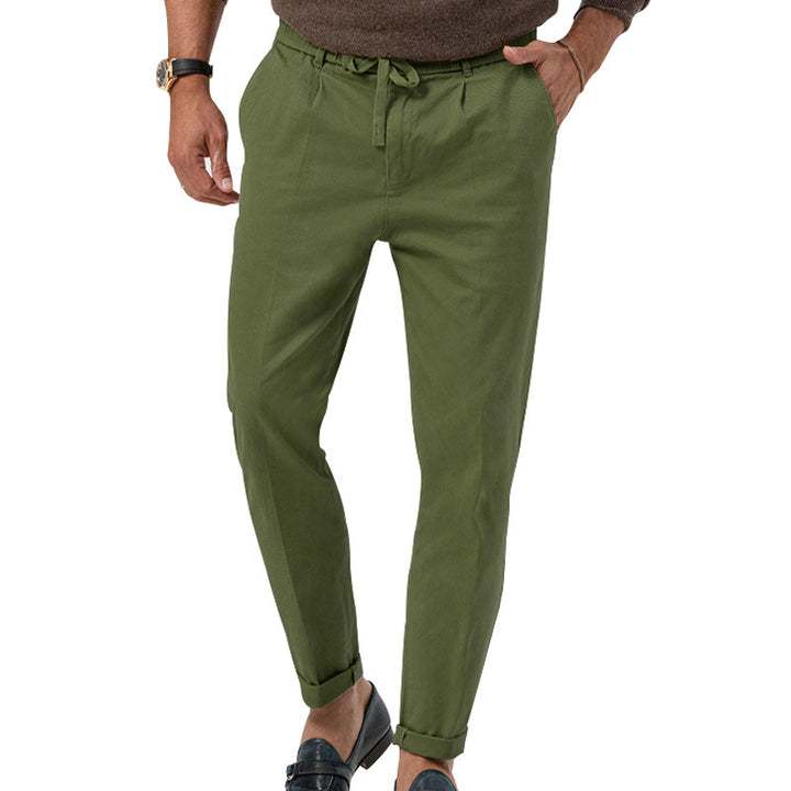 Casual Drawstring Pants Men's Business Straight Solid Color Suit Pants - cas7m