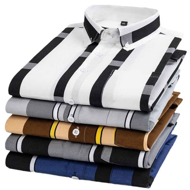 Men's Casual Long Sleeve Wide Striped Shirt - cas7m