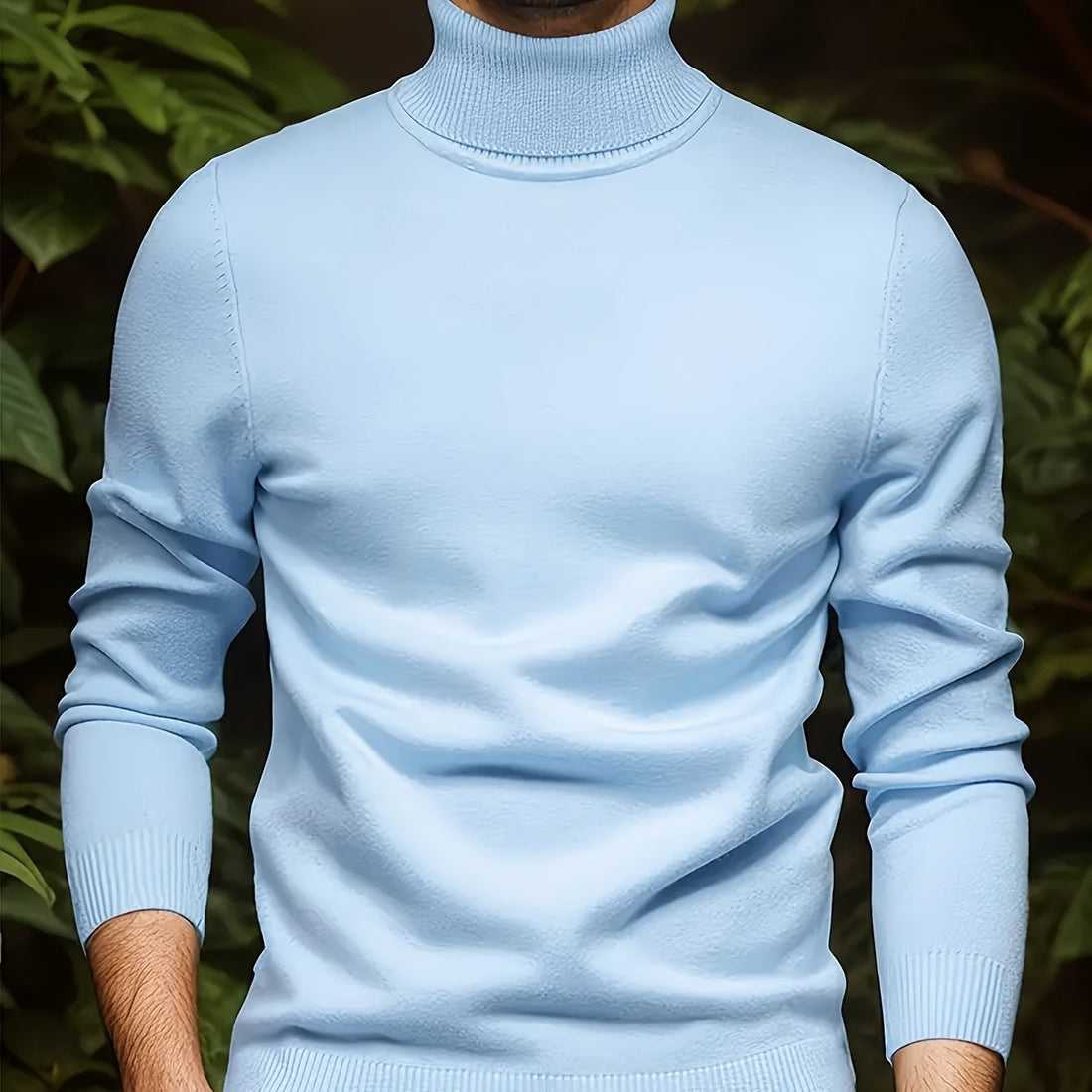 Men's Solid Color Versatile Soft Viscose Turtleneck Sweater - cas7m