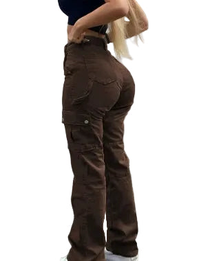 High Quality European And American New Hip Pants High Waist Multi-pocket Workwear Fashion Stretch Street Trend Trendy Women's Pants - cas7m
