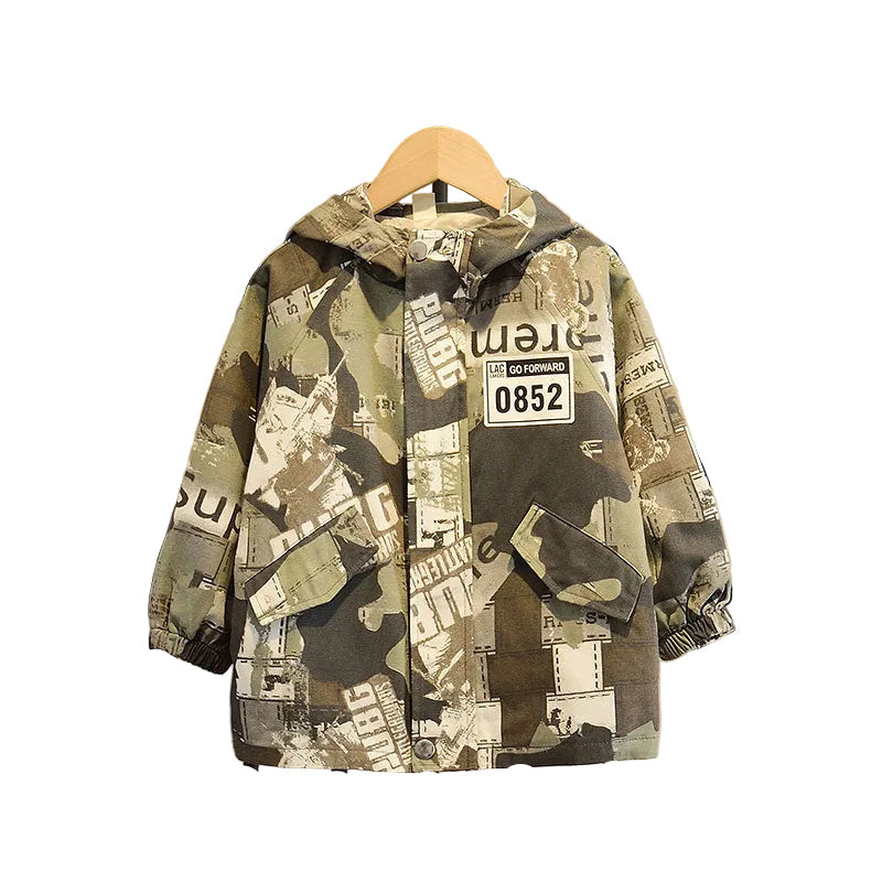 Boys' Autumn Korean Casual Hooded Camouflage Jacket - cas7m