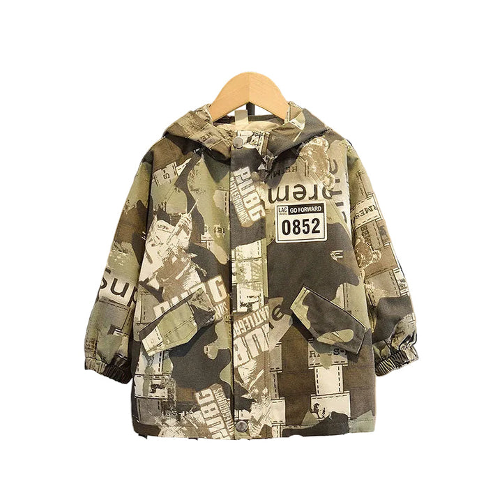 Boys' Autumn Korean Casual Hooded Camouflage Jacket - cas7m
