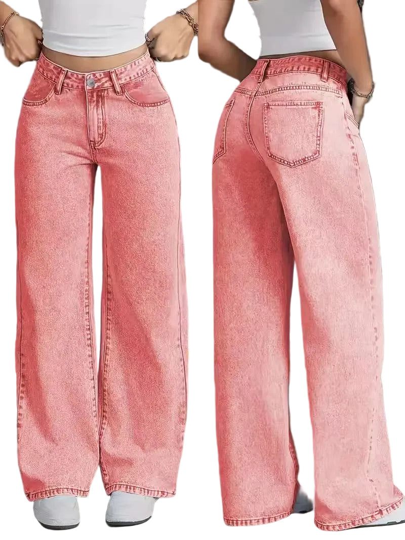 Casual Loose Straight Leg Denim Pants Women Summer Fashion Trendy Long Trousers