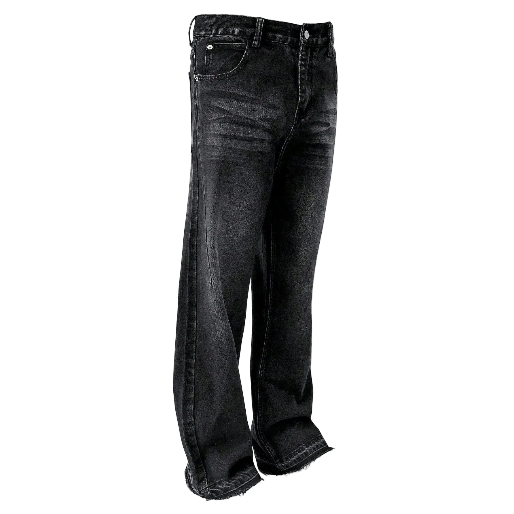 Cotton Casual Pants Men Summer Vintage Washed Denim Jeans Fashion Retro Design Black Relaxed Fit Pants