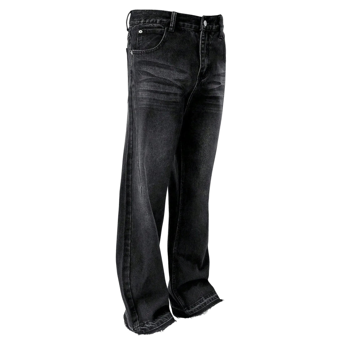 Cotton Casual Pants Men Summer Vintage Washed Denim Jeans Fashion Retro Design Black Relaxed Fit Pants