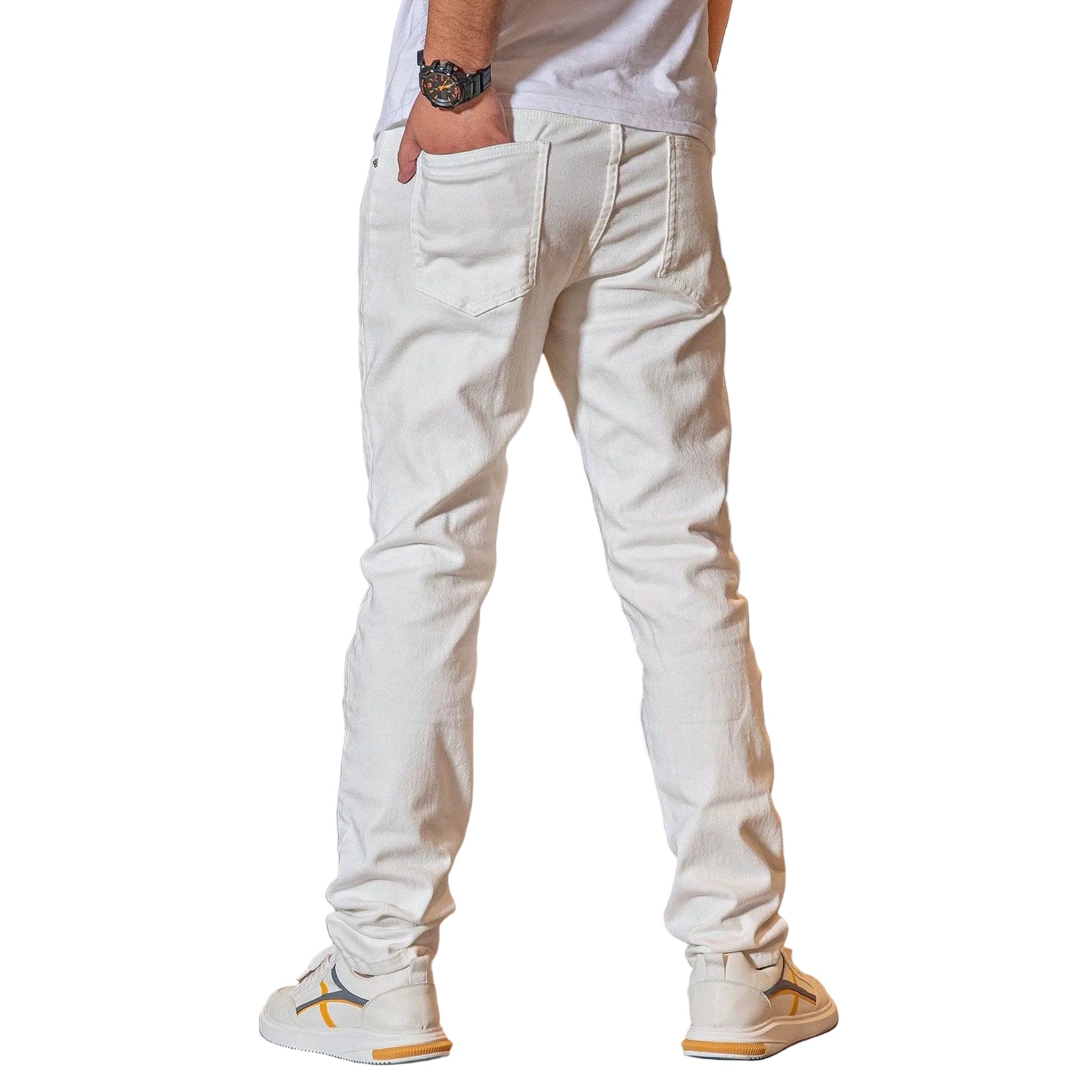 Casual Men's Summer Daily Comfortable Distressed Washed White Jeans Pants