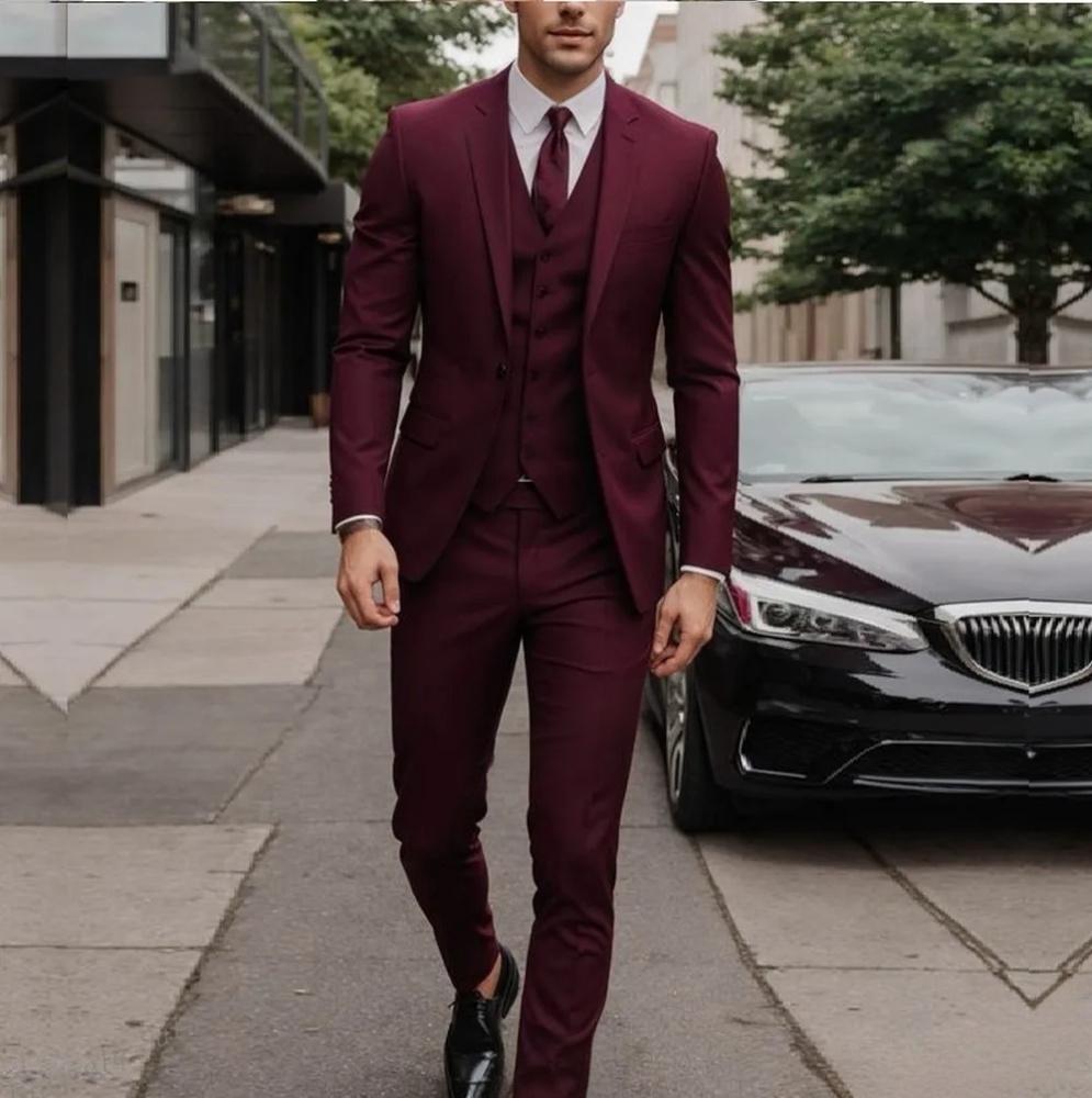 Men's Three-piece Suit Solid Color High Sense - cas7m
