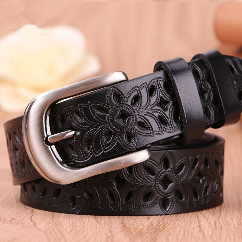 New Belt Hollow Pattern Belt Ladies Trend Waistband Genuine Woman Belt Vintage Pin Buckle Strap Jeans - cas7m