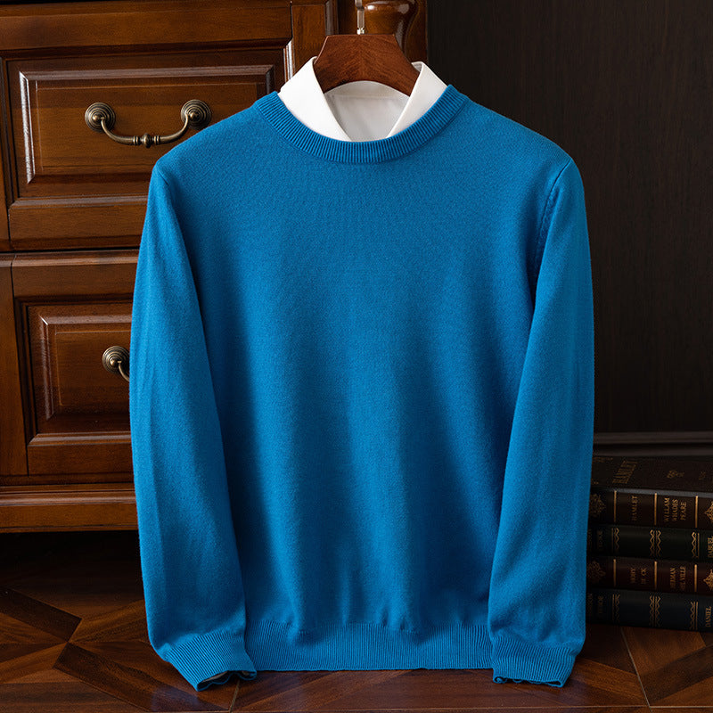 Round Neck Pullover Bottoming Shirt Casual Business Loose Long Sleeve Sweater - cas7m