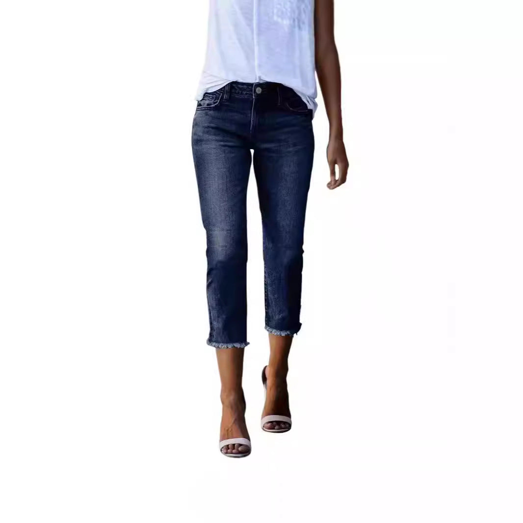 Fashionable Retro Slim-fit Stretch Jeans For Women - cas7m