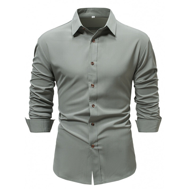 Men's Shirt Solid Color Solid Color White Long Sleeve Business - cas7m