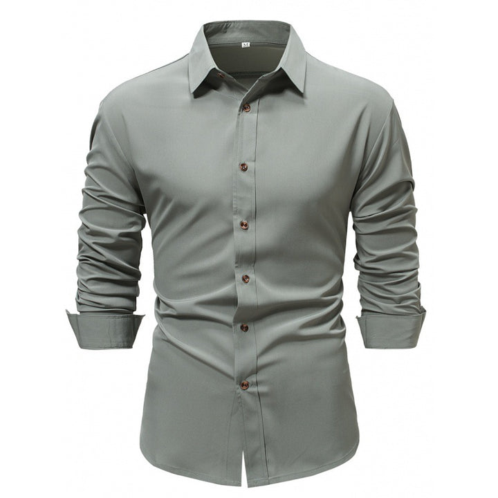 Men's Shirt Solid Color Solid Color White Long Sleeve Business - cas7m