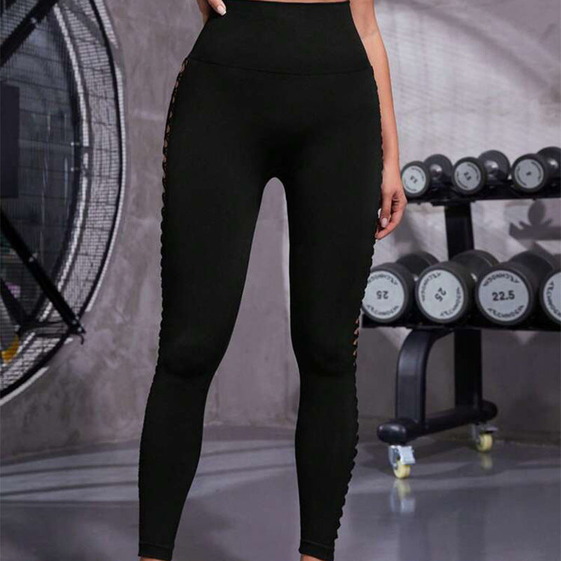 Hollow Tie Dye Printed Yoga Pants High Waist Butt Lift Seamless Sports Gym Fitness Leggings Slim Pants For Women Tight Trousers - cas7m