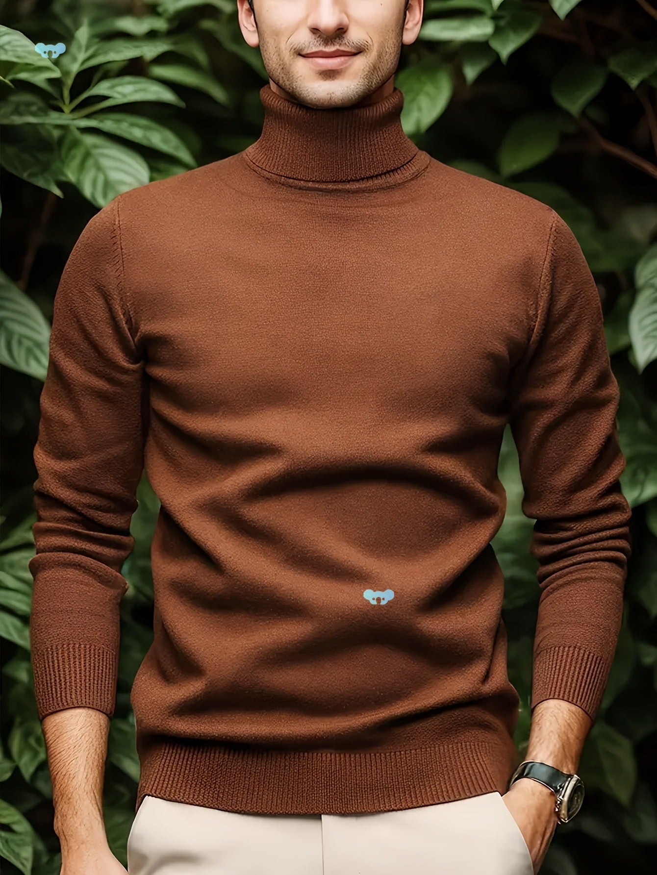 Men's Solid Color Versatile Soft Viscose Turtleneck Sweater - cas7m
