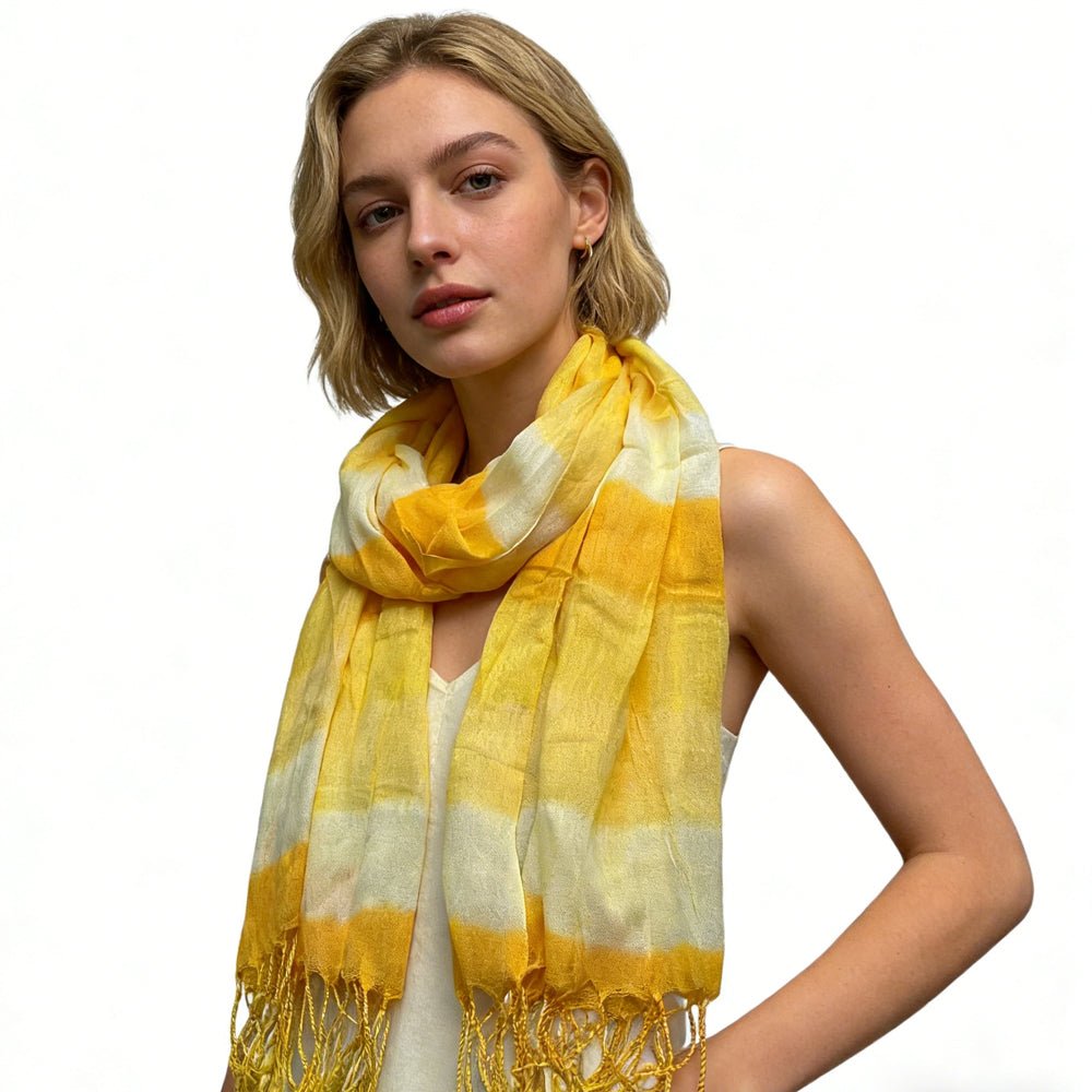 2pcs Sunshine Boho Scarf,Sunny Yellow Floral Pattern Printed Scarf - cas7m