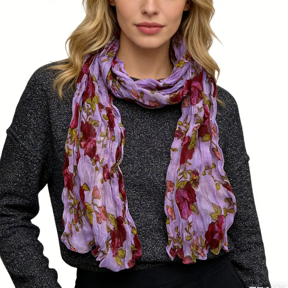 2pcs  Vibrant Crinkle Magenta Printed Polyester Texture Scarf,Versatile Everyday Scarf ,Pairs With All Casual Outfits,Office Appropriate Subtlety For Women Men - cas7m
