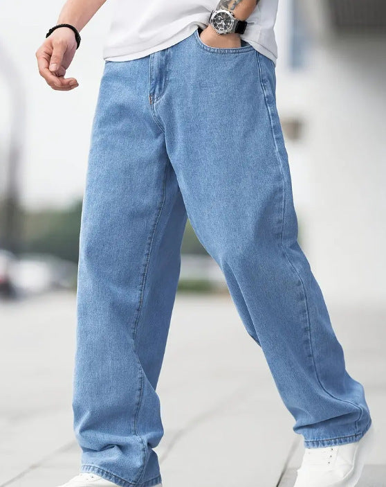 Men's Denim Loose Straight Casual Trousers - cas7m