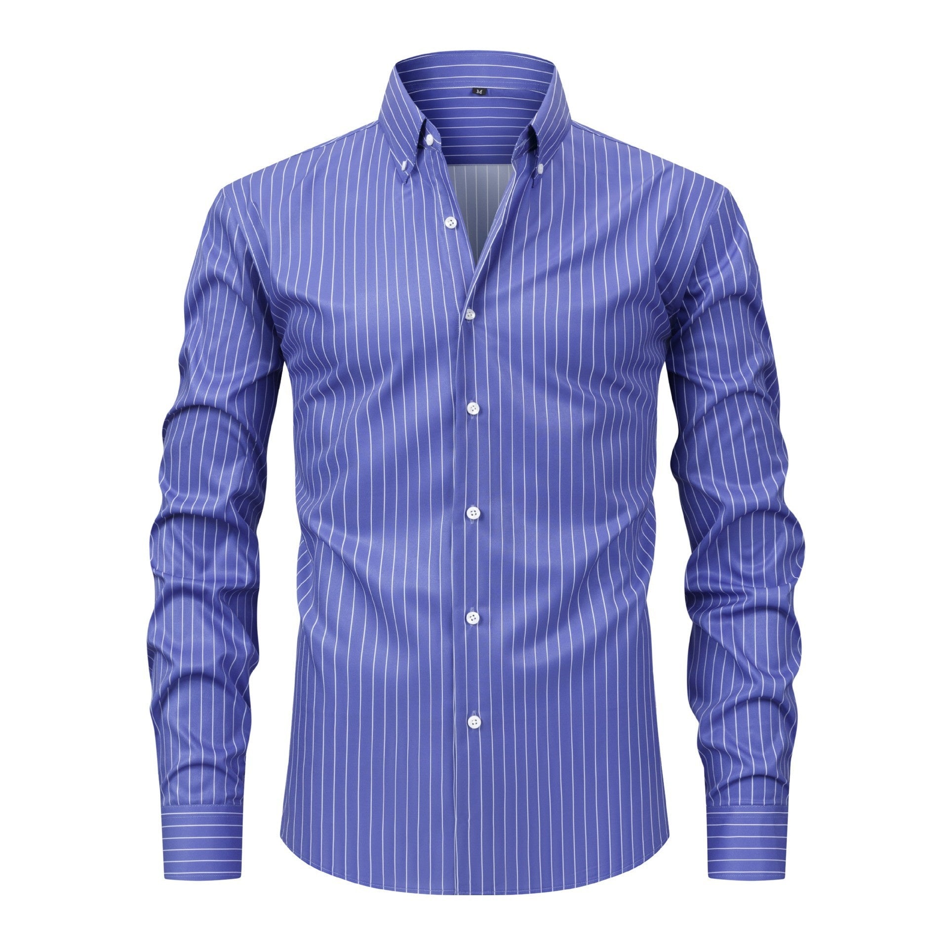Men's Digital Printed Striped Long-sleeved Lapel Shirt - cas7m