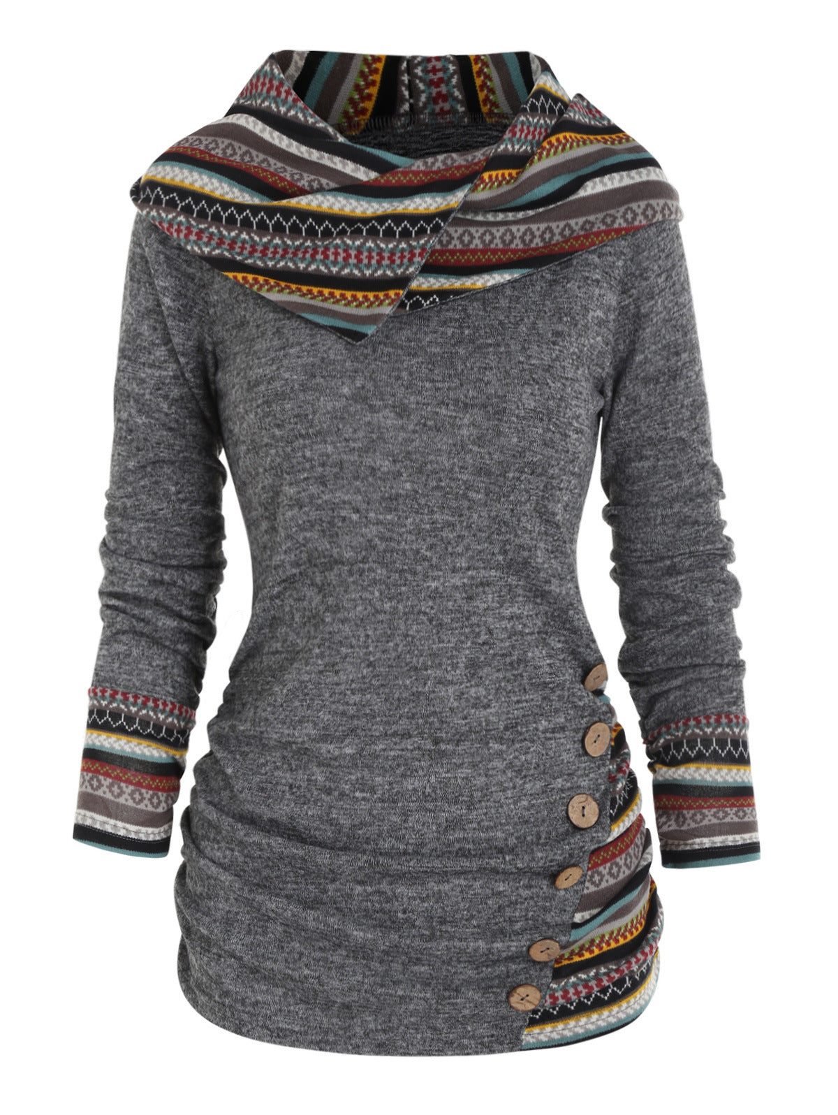 Knitted Long Sleeve Button Top Women - cas7m